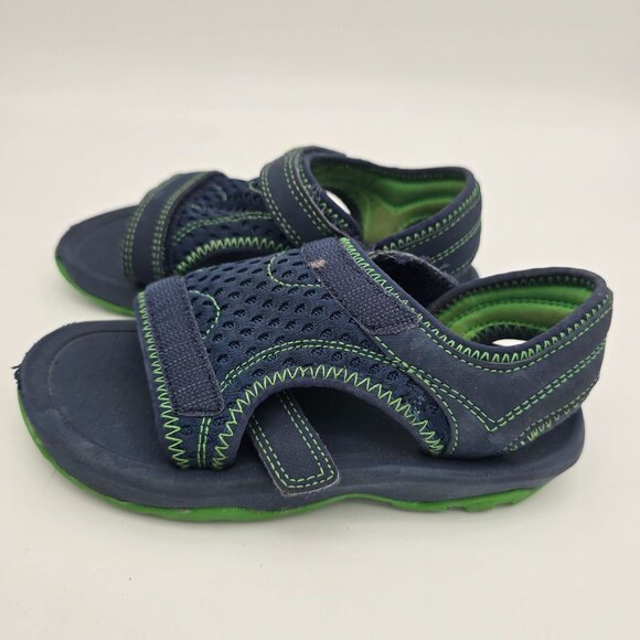 Teva Toddler Boys Size 10 Navy & Green Sandals With Adjustable Straps - Picture 3 of 9
